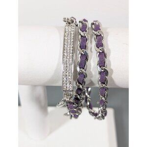 Premier Designs Wrap Bracelet Purple Woven Chain Love Hope Faith Charm22"